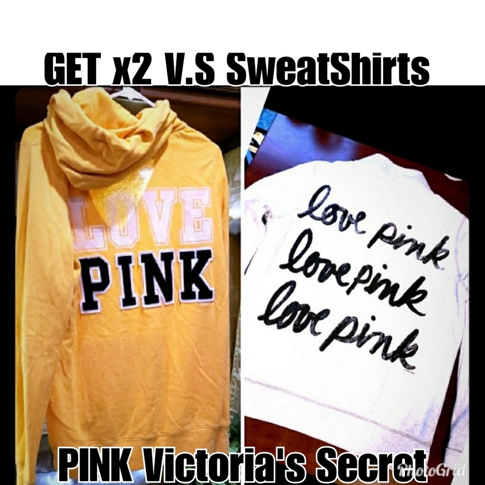 2 PINK Bundle Victoria's Secret Sweatshirt's -2